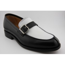 MOCASIN HEBILLA BERWICK MODELO 4549PRF H184 BOXCALF NEGRO/BLANCO PISO SUELA FLEXIBLE