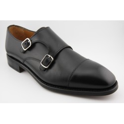 MONKSTRAP DOBLE HEBILLA PUNTERA RECTA BERWICK MODELO 5212 H915 BOXCALF NEGRO PISO SUELA