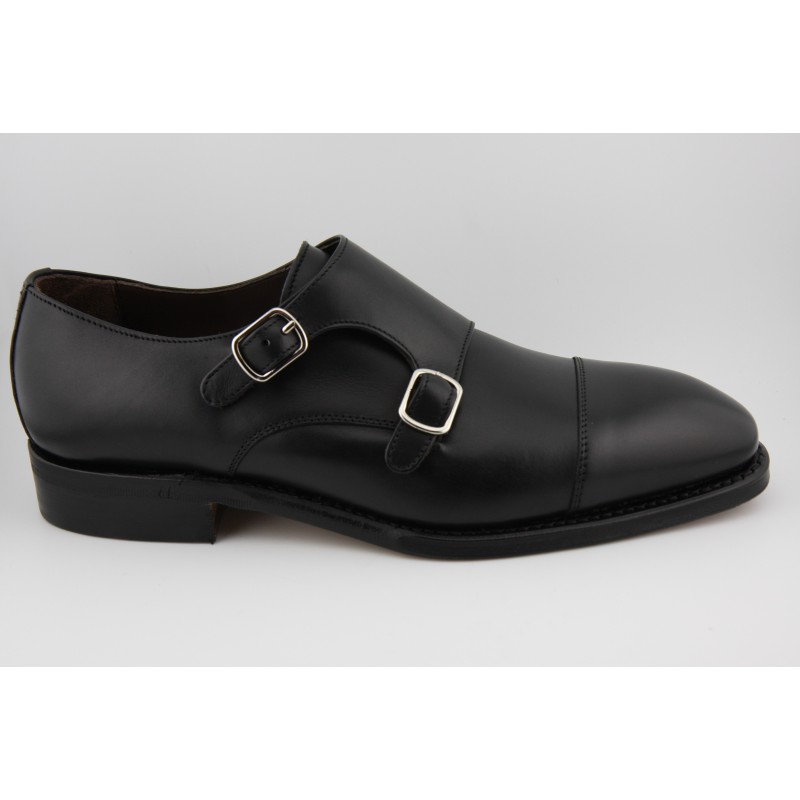 MONKSTRAP DOBLE HEBILLA PUNTERA RECTA BERWICK MODELO 5212PRJR H15  BOXCALF NEGRO PISO ROBLE