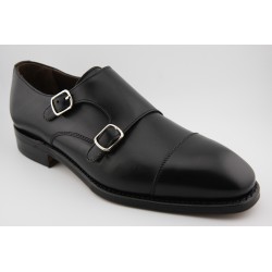 MONKSTRAP DOBLE HEBILLA PUNTERA RECTA BERWICK MODELO 5212PRJR H15  BOXCALF NEGRO PISO ROBLE