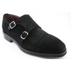 MONKSTRAP DOBLE HEBILLA PUNTERA RECTA BERWICK MODELO 5212PR H15 REPELLO GUM OIL NEGRO PISO RUBBER