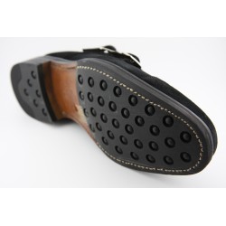 MONKSTRAP DOBLE HEBILLA PUNTERA RECTA BERWICK MODELO 5212PR H15 REPELLO GUM OIL NEGRO PISO RUBBER