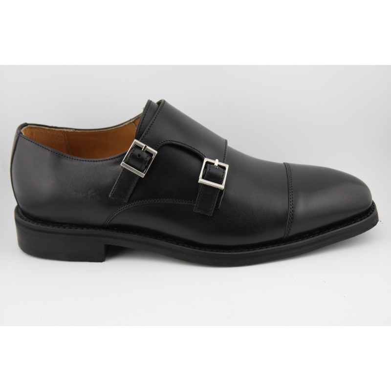 MONKSTRAP DOBLE HEBILLA PUNTERA RECTA BERWICK MODELO 4925PR H150 BOXCALF NEGRO PISO RUBBER