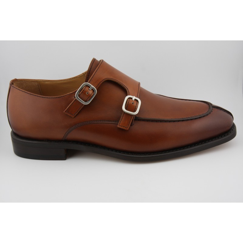 MONKSTRAP DOBLE HEBILLA BORDON Y COSTURA PUNTERA BERWICK MODELO 3143PR H150 NOMERA CUERO PISO SUELA