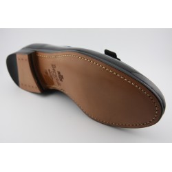 BELGIAN SHOES PAJARITA DOBLE BERWICK MODELO 5200PR H240 CHAROL NEGRO Y TERCIOPELO MARINO PISO SUELA