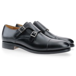 MONKSTRAP DOBLE HEBILLA PUNTERA RECTA BERWICK MODELO 3637-K1 H156 BOXCALF NEGRO PISO SUELA
