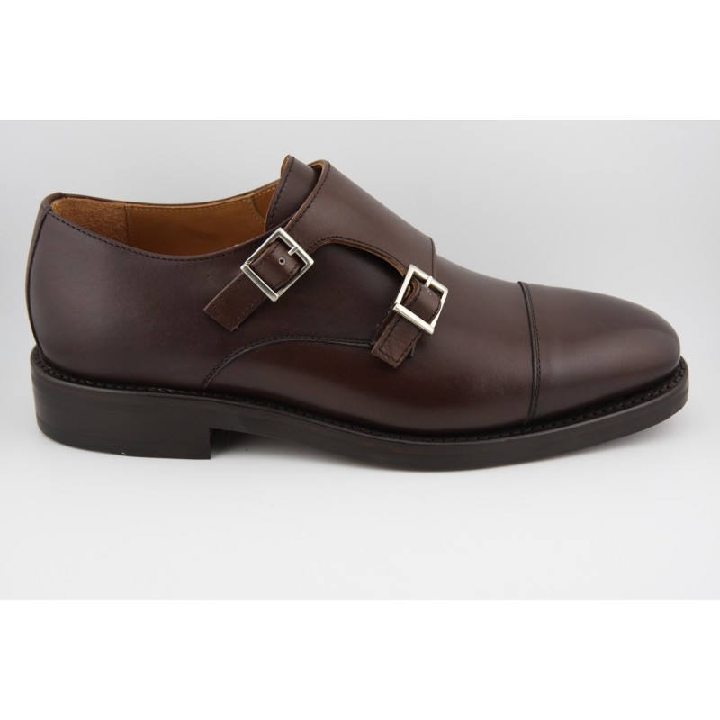 MONKSTRAP DOBLE HEBILLA PUNTERA RECTA BERWICK MODELO 4925PR H150 VEGANO MOKA PISO RUBBER