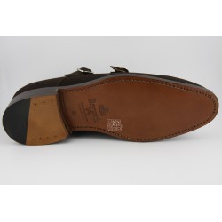 MONKSTRAP DOBLE HEBILLA BORDON Y COSTURA PUNTERA BERWICK MODELO 3143PR H150 SUPERBUCK CAFE PISO CUERO