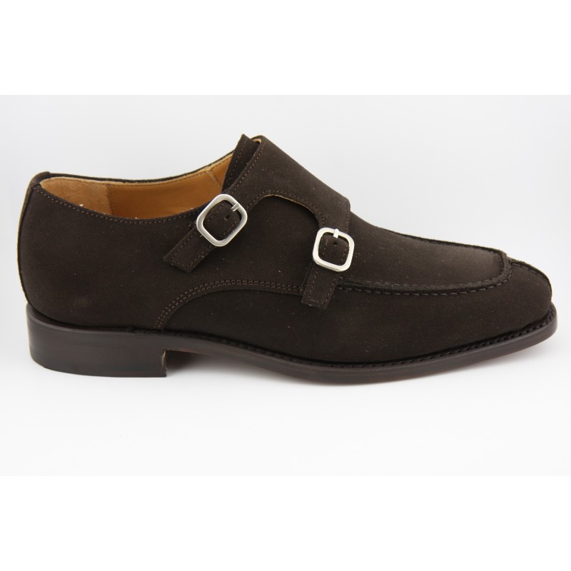 MONKSTRAP DOBLE HEBILLA BORDON Y COSTURA PUNTERA BERWICK MODELO 3143PR H150 SUPERBUCK CAFE PISO CUERO