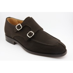 MONKSTRAP DOBLE HEBILLA BORDON Y COSTURA PUNTERA BERWICK MODELO 3143PR H150 SUPERBUCK CAFE PISO CUERO