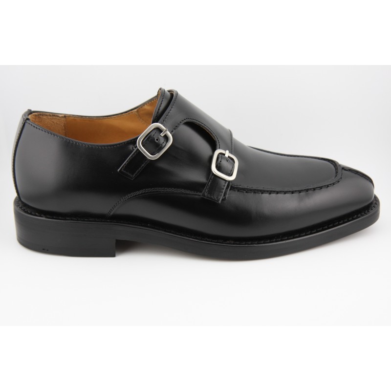 MONKSTRAP DOBLE HEBILLA BORDON Y COSTURA PUNTERA BERWICK MODELO 3143PR H150 ROIS NEGRO PISO RUBBER