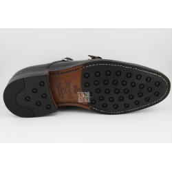 MONKSTRAP DOBLE HEBILLA BORDON Y COSTURA PUNTERA BERWICK MODELO 3143PR H150 COUNTRY CALF NEGRO PISO RUBBER