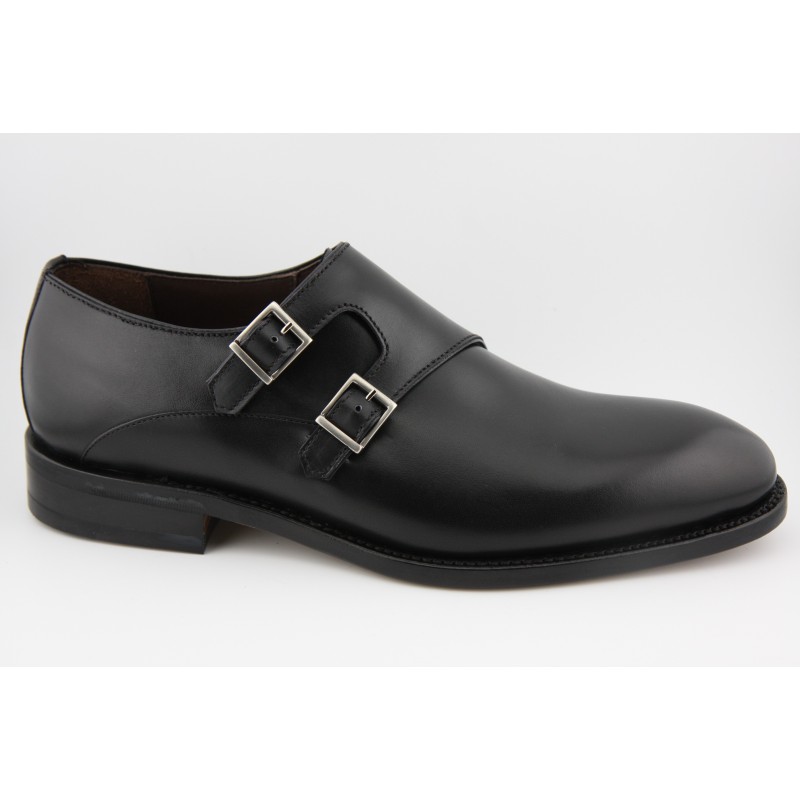 MONKSTRAP DOBLE HEBILLA PUNTERA RECTA BERWICK MODELO 4484PRJR H177  BOXCALF NEGRO PISO ROBLE