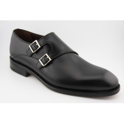 MONKSTRAP DOBLE HEBILLA PUNTERA RECTA BERWICK MODELO 4484PRJR H177  BOXCALF NEGRO PISO ROBLE