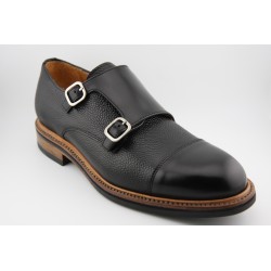 MONKSTRAP DOBLE HEBILLA PUNTERA RECTA BERWICK MODELO 4494PR H184 JOCKER/COUNTRY CALF NEGRO PISO RUBBER