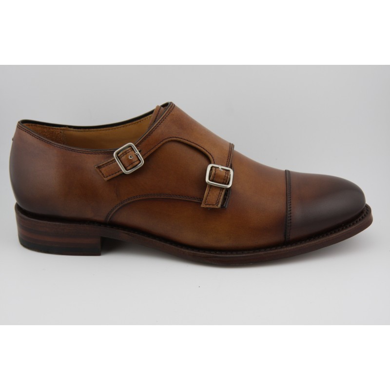 DOBLE MONKSTRAP PUNTERA RECTA BERWICK MODELO 117PRF H0S-2 CRUST MARRON MEDIO PISO SUELA INYECTADA FLEXIBLE