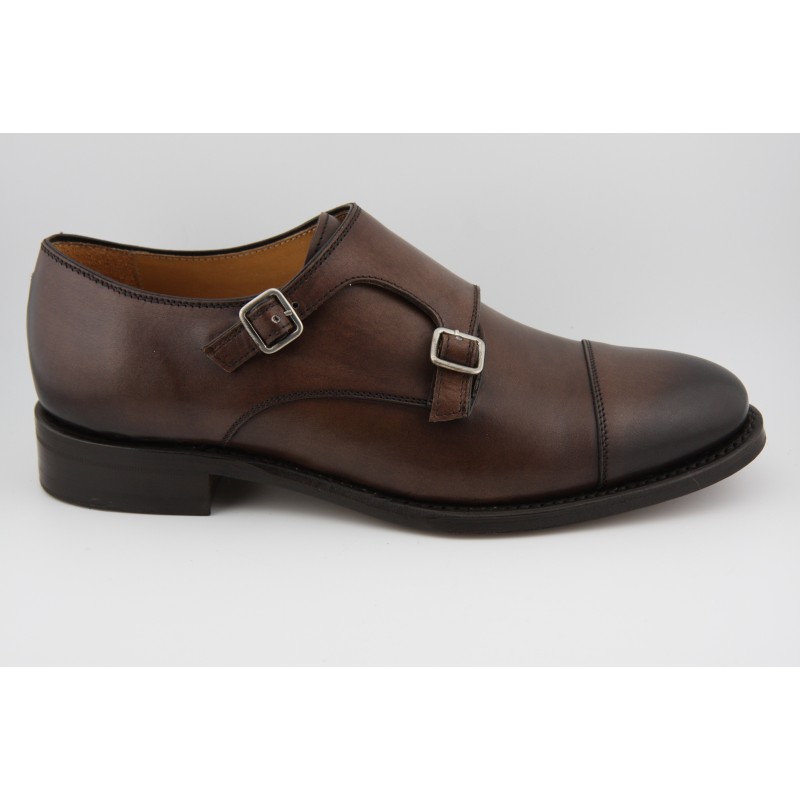 DOBLE MONKSTRAP PUNTERA RECTA BERWICK MODELO 117PRF H0S-2 CRUST TESTA PISO SUELA INYECTADA FLEXIBLE