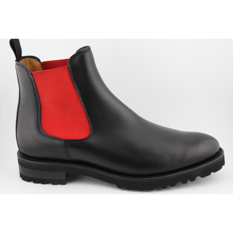 BOTIN CHELSEA PALA LISA BERWICK MODELO 119PR H0S-02 BOXCALF NEGRO PISO PATIN VELETA flexible