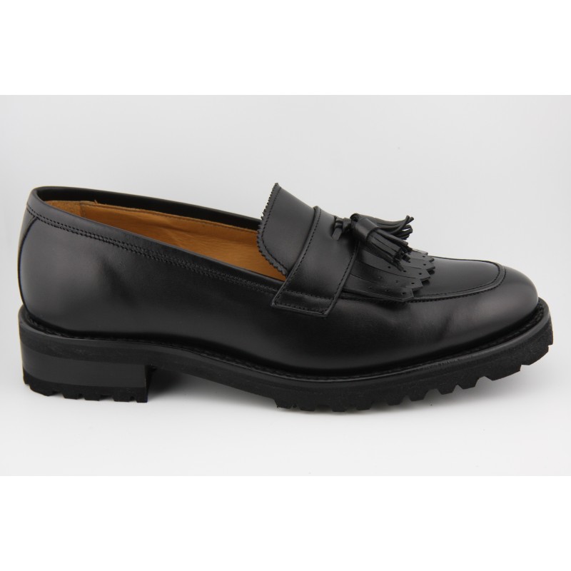 MOCASIN BORDON BORLAS Y FLECOS BERWICK MODELO 166PRF H0S-2 BOXCALF NEGRO PISO PATIN VELETA FLEXIBLE