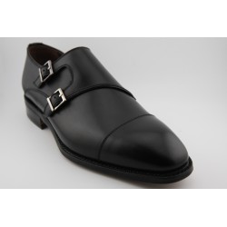 MONKSTRAP DOBLE HEBILLA PUNTERA RECTA BERWICK MODELO 5576PRJR H15 BOXCALF NEGRO PISO ROBLE