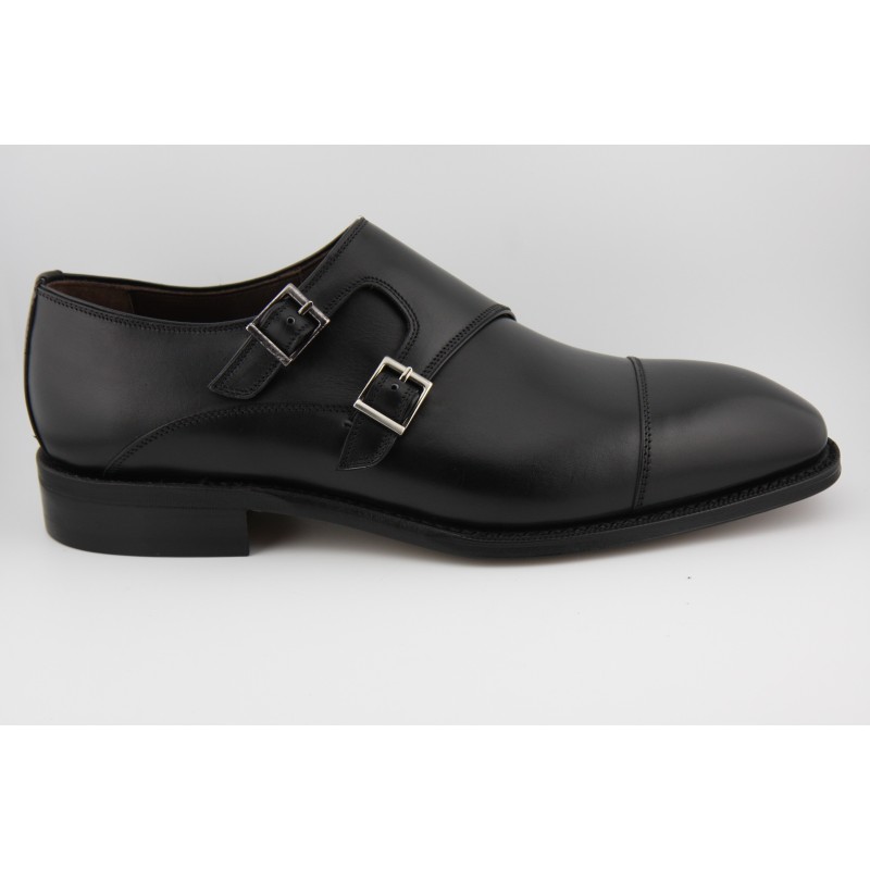 MONKSTRAP DOBLE HEBILLA PUNTERA RECTA BERWICK MODELO 5576PRJR H15 BOXCALF NEGRO PISO ROBLE