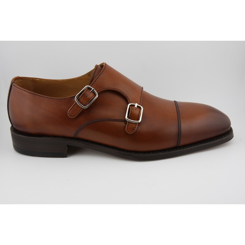 MONKSTRAP DOBLE HEBILLA PUNTERA RECTA BERWICK MODELO 5212PRJR H15 NOMERA CUERO PISO ROBLE