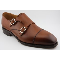 MONKSTRAP DOBLE HEBILLA PUNTERA RECTA BERWICK MODELO 5212PRJR H15 NOMERA CUERO PISO ROBLE